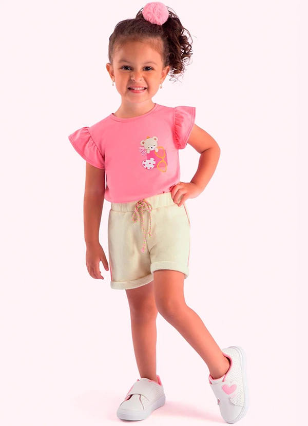 Duduka - Conjunto Infantil Blusa e Short Menina Rosa