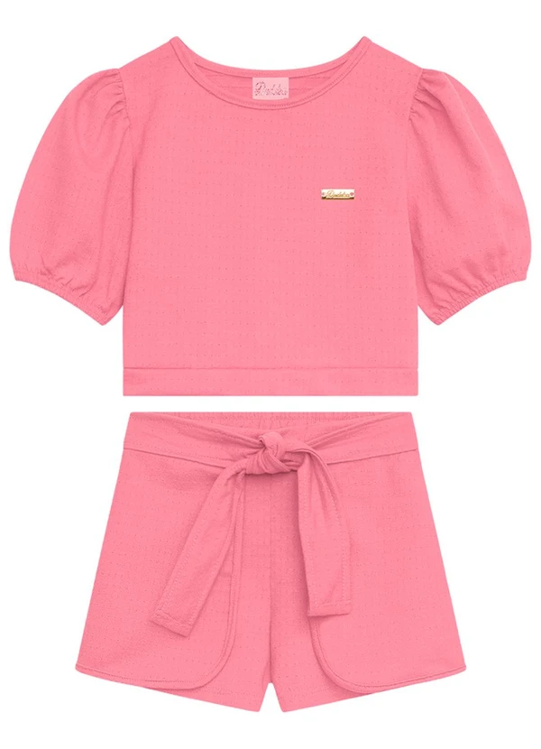 Duduka - Conjunto Infantil Blusa e Short Menina Rosa