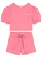 Duduka - Conjunto Infantil Blusa e Short Menina Rosa - variação: Rosa