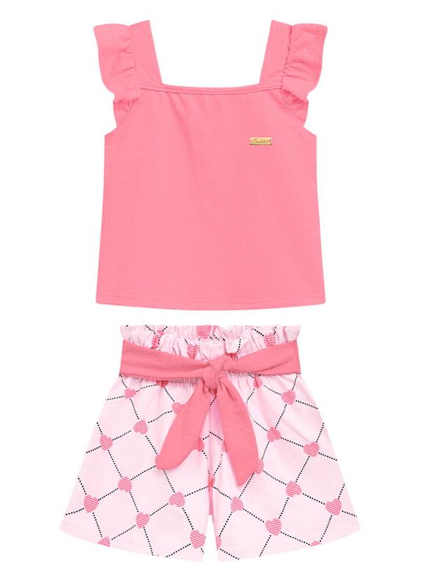 Duduka - Conjunto Infantil Blusa e Short Menina Rosa