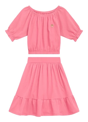 Duduka - Conjunto Infantil Blusa e Short Menina Rosa - DUDUKA