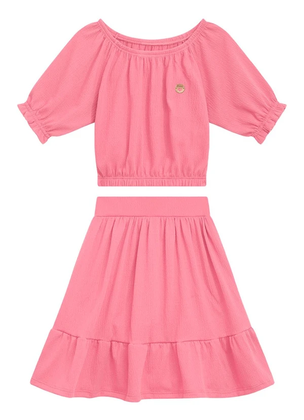 Duduka - Conjunto Infantil Blusa e Short Menina Rosa