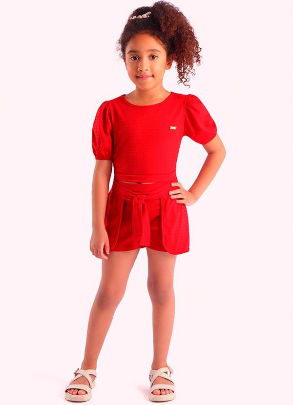 Duduka - Conjunto Infantil Blusa e Short Menina Vermelha 1