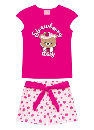 Duduka - Conjunto Infantil Blusa e Short Rosa - DUDUKA