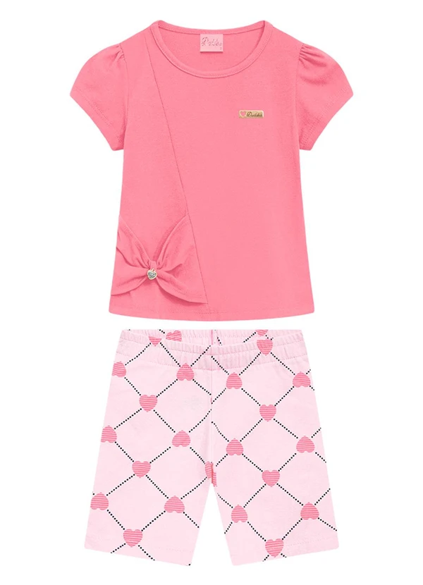Duduka - Conjunto Infantil Blusa e Short Rosa 1