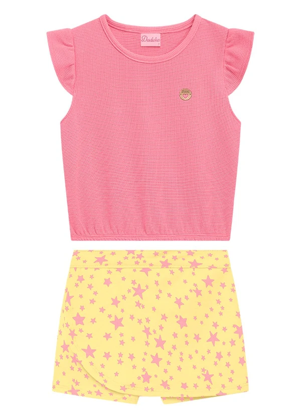 Duduka - Conjunto Infantil Blusa e Short Rosa 2
