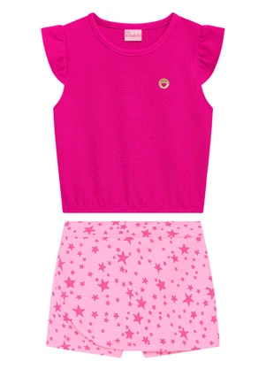 Duduka - Conjunto Infantil Blusa e Short  Rosa - DUDUKA