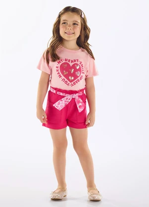 Up Baby - Conjunto Infantil Blusa e Short Rosa - UP BABY