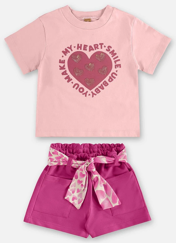 Up Baby - Conjunto Infantil Blusa e Short Rosa 2