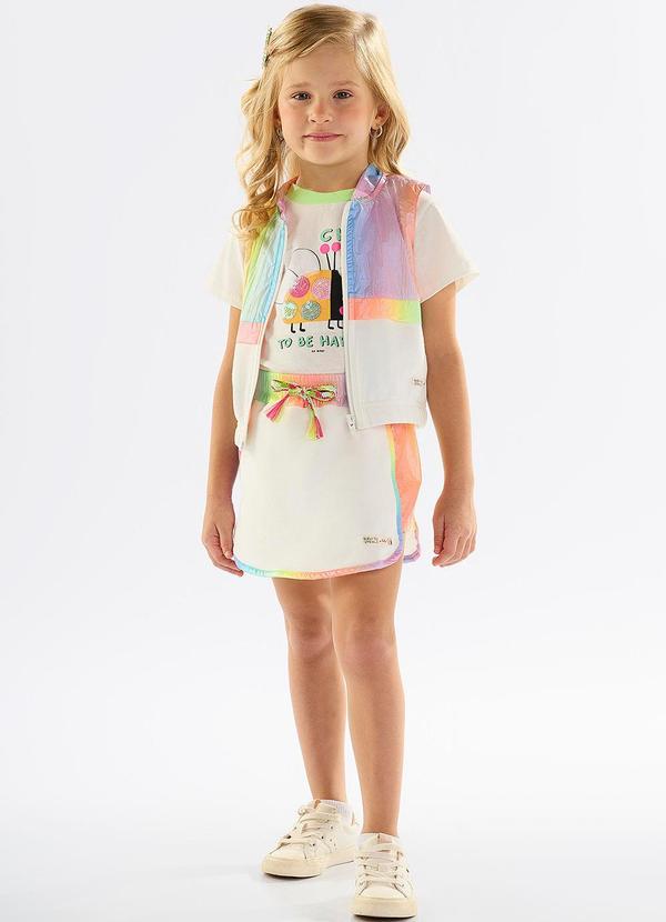 Up Baby - Conjunto Infantil Blusa e Short-Saia Bege