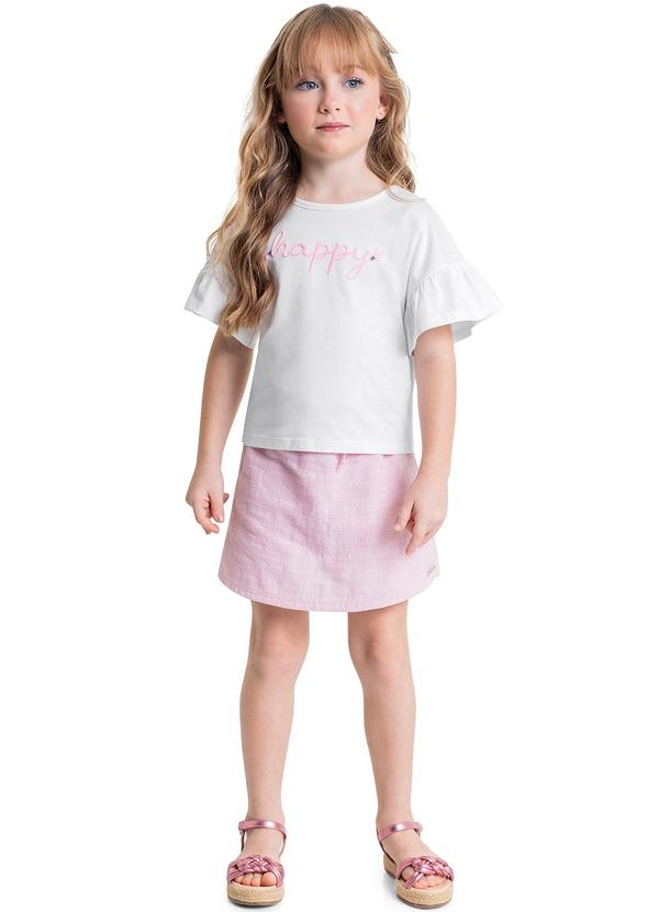 Quimby - Conjunto Infantil Blusa e Short-Saia Branco