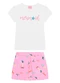 Duduka - Conjunto Infantil Blusa e Short Saia Branco - variação: Branco