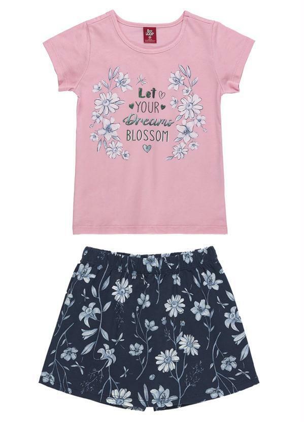 Bee Loop - Conjunto Infantil Blusa e Short-Saia Rosa