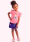 Duduka - Conjunto Infantil Blusa e Short Saia Azul - variação: Rosa