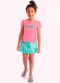 Duduka - Conjunto Infantil Blusa e Short Saia Branco - variação: Rosa
