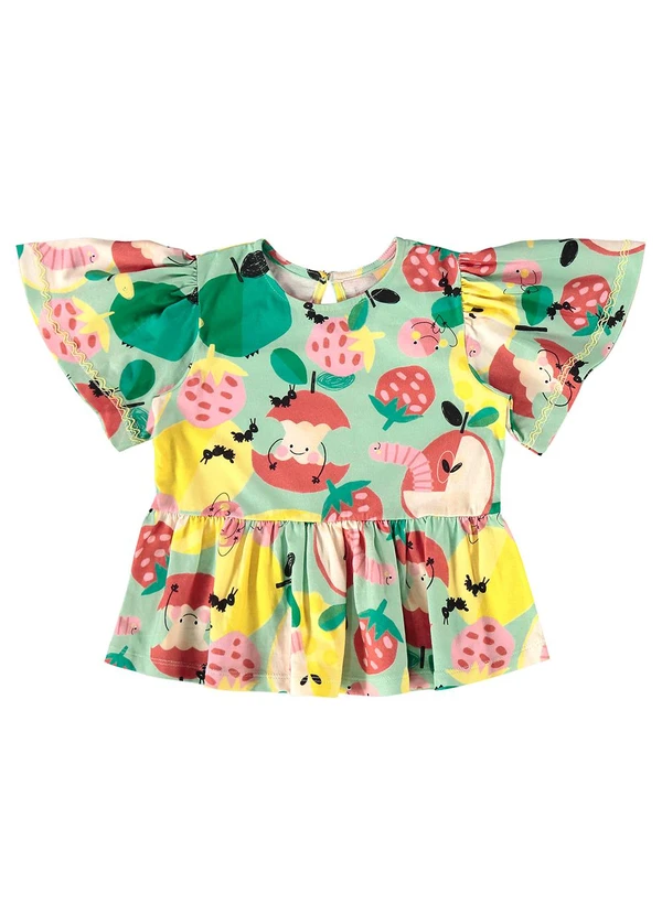 Três e Já - Conjunto Infantil Blusa e Short Verde 4