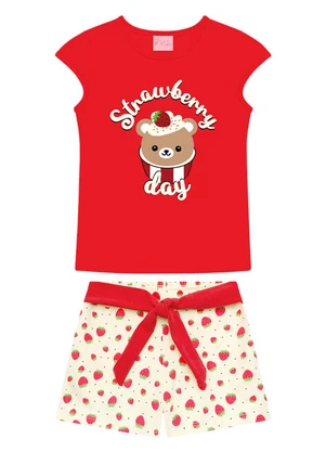 Duduka - Conjunto Infantil Blusa e Short Vermelha - DUDUKA
