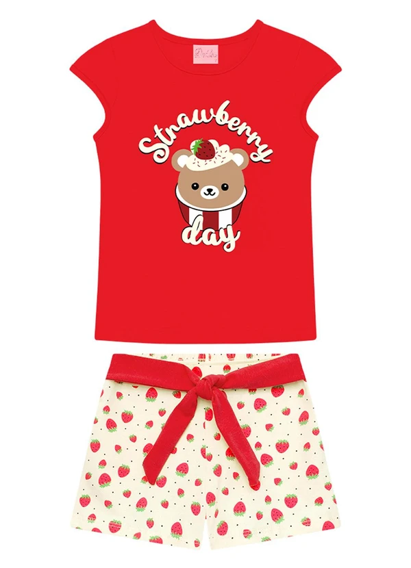 Duduka - Conjunto Infantil Blusa e Short Vermelha 2