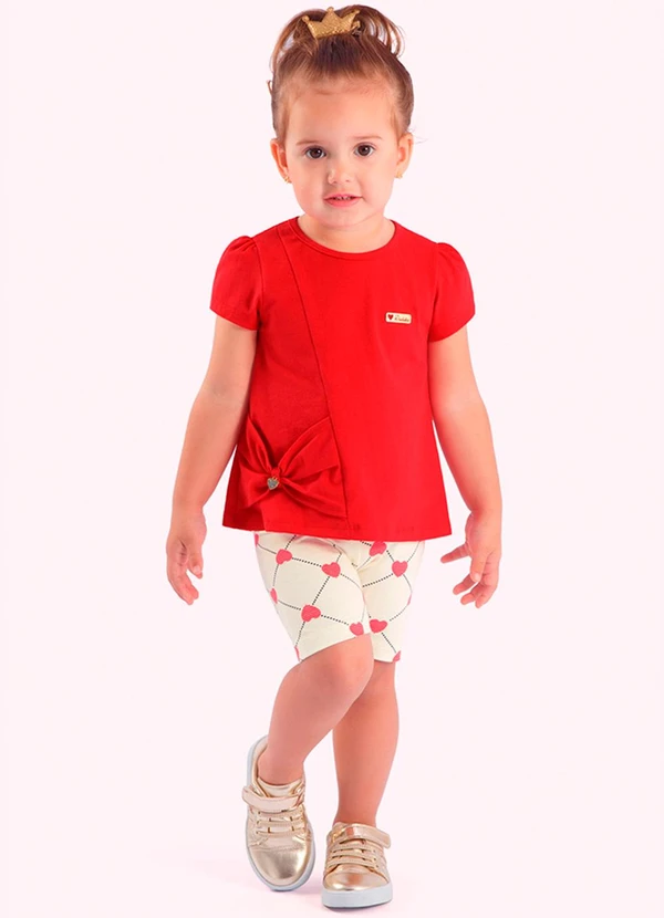 Duduka - Conjunto Infantil Blusa e Short Vermelha