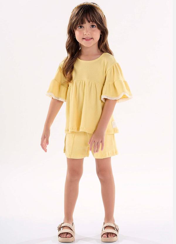 Up Baby - Conjunto Infantil Blusa e Shorts Amarelo