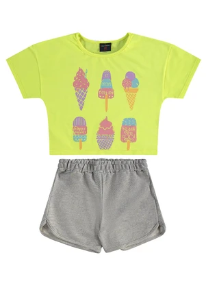 Guloseima - Conjunto Infantil Blusa e Shorts Amarelo - GULOSEIMA