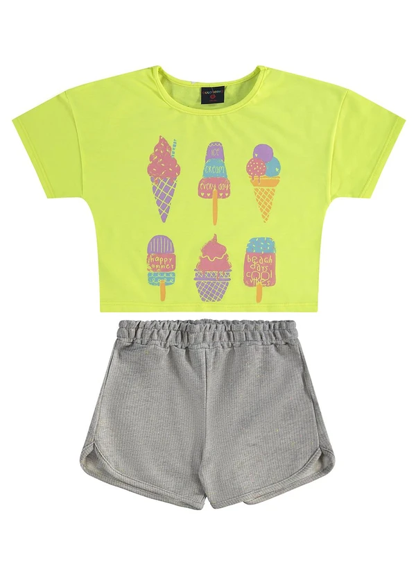 Guloseima - Conjunto Infantil Blusa e Shorts Amarelo