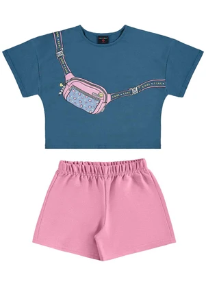 Guloseima - Conjunto Infantil Blusa e Shorts Azul - GULOSEIMA
