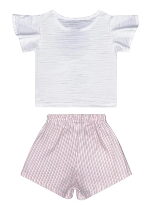 Guloseima - Conjunto Infantil Blusa e Shorts Branco - GULOSEIMA