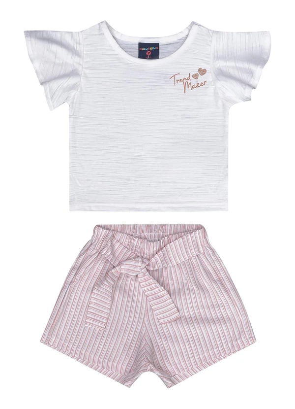Guloseima - Conjunto Infantil Blusa e Shorts Branco