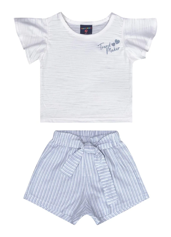 Guloseima - Conjunto Infantil Blusa e Shorts Branco