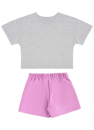 Guloseima - Conjunto Infantil Blusa e Shorts Cinza - GULOSEIMA