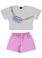 Guloseima - Conjunto Infantil Blusa e Shorts Azul - variação: Cinza