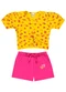 Rovi Kids - Conjunto Infantil Blusa e Shorts Coração Amarelo - variação: Amarelo