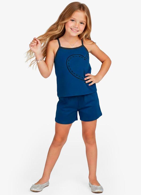 Select - Conjunto Infantil Blusa e Shorts Feminino Azul