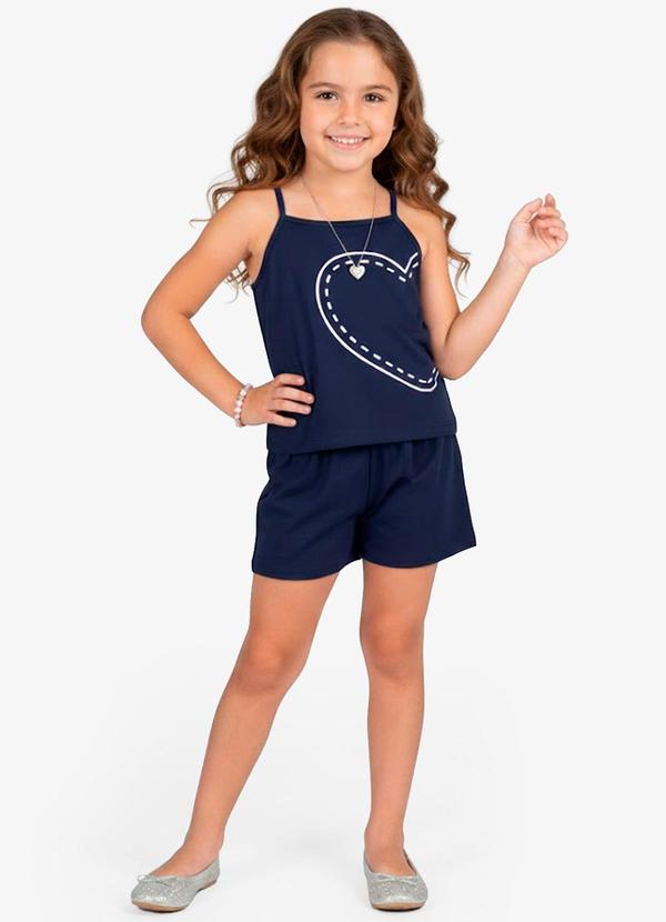 Select - Conjunto Infantil Blusa e Shorts Feminino Azul