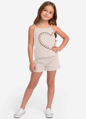Select - Conjunto Infantil Blusa e Shorts Feminino Bege - SELECT
