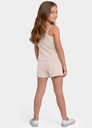 Select - Conjunto Infantil Blusa e Shorts Feminino Bege - SELECT