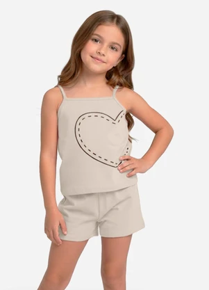 Select - Conjunto Infantil Blusa e Shorts Feminino Bege - SELECT