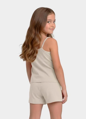 Select - Conjunto Infantil Blusa e Shorts Feminino Bege - SELECT