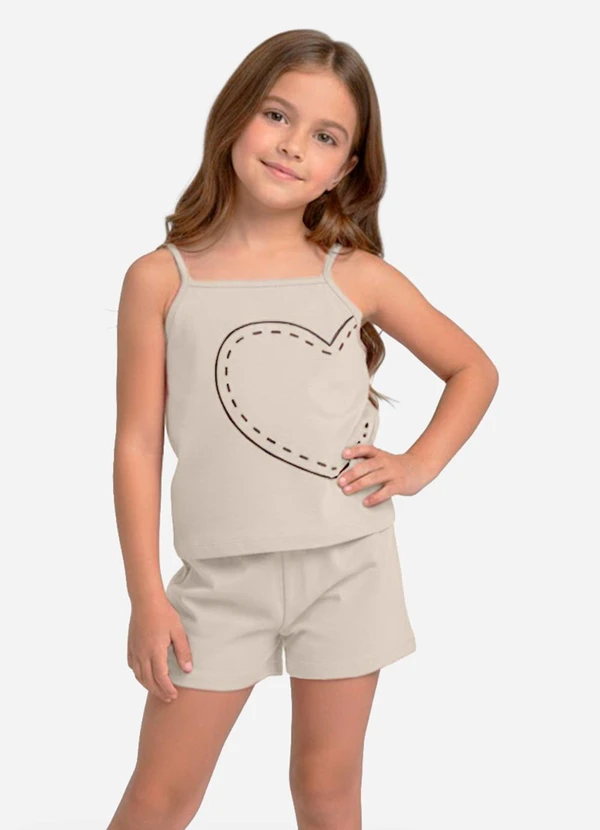 Select - Conjunto Infantil Blusa e Shorts Feminino Bege