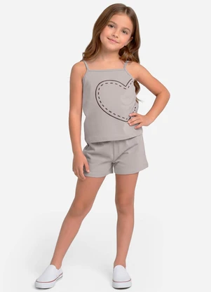 Select - Conjunto Infantil Blusa e Shorts Feminino Cinza - SELECT