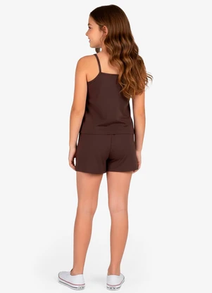 Select - Conjunto Infantil Blusa e Shorts Feminino Marrom - SELECT