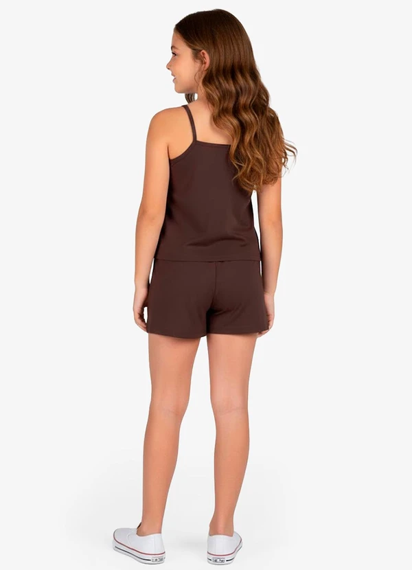 Select - Conjunto Infantil Blusa e Shorts Feminino Marrom 2