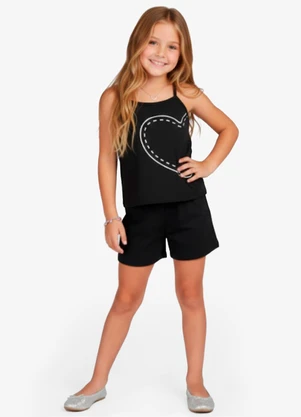 Select - Conjunto Infantil Blusa e Shorts Feminino Preto - SELECT
