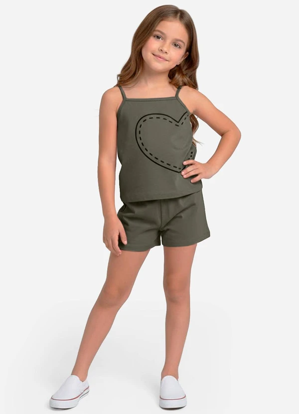Select - Conjunto Infantil Blusa e Shorts Feminino Verde
