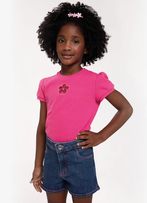 Trick Nick - Conjunto Infantil Blusa e Shorts Jeans Rosa - TRICK NICK