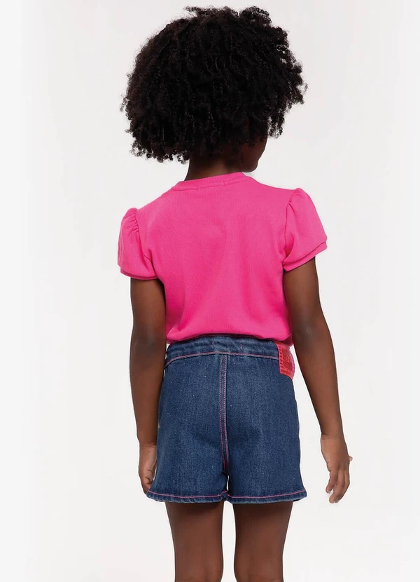 Trick Nick - Conjunto Infantil Blusa e Shorts Jeans Rosa 2
