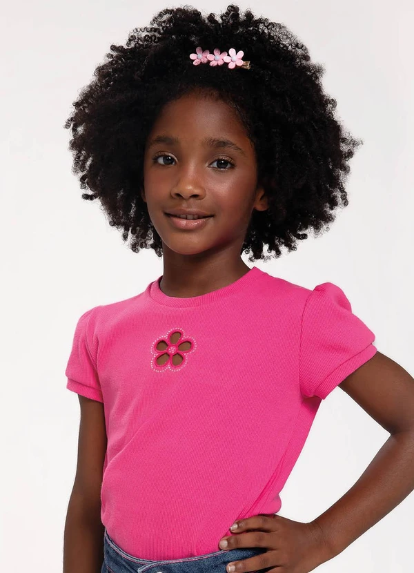 Trick Nick - Conjunto Infantil Blusa e Shorts Jeans Rosa 4