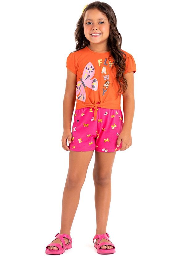 Rovi Kids - Conjunto Infantil Blusa e Shorts Laranja