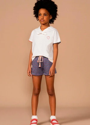 Bugbee - Conjunto Infantil Blusa e Shorts Malha Branco - BUGBEE